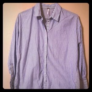 FREE PEOPLE Oversized Striped Button Down